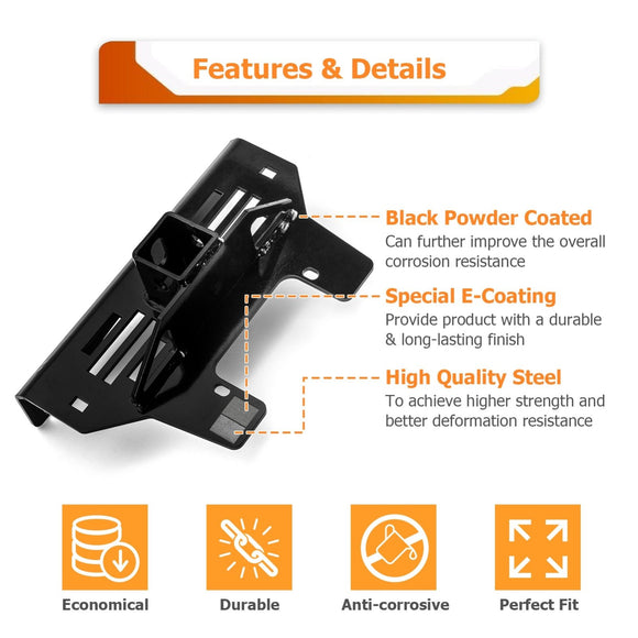 2016 - 2021 Honda Pioneer 1000/ 1000 - 5 Heavy - Duty Steel Front Trailer Hitch Ball Mount Receiver Kit - WeiSen - 80107014+70304025