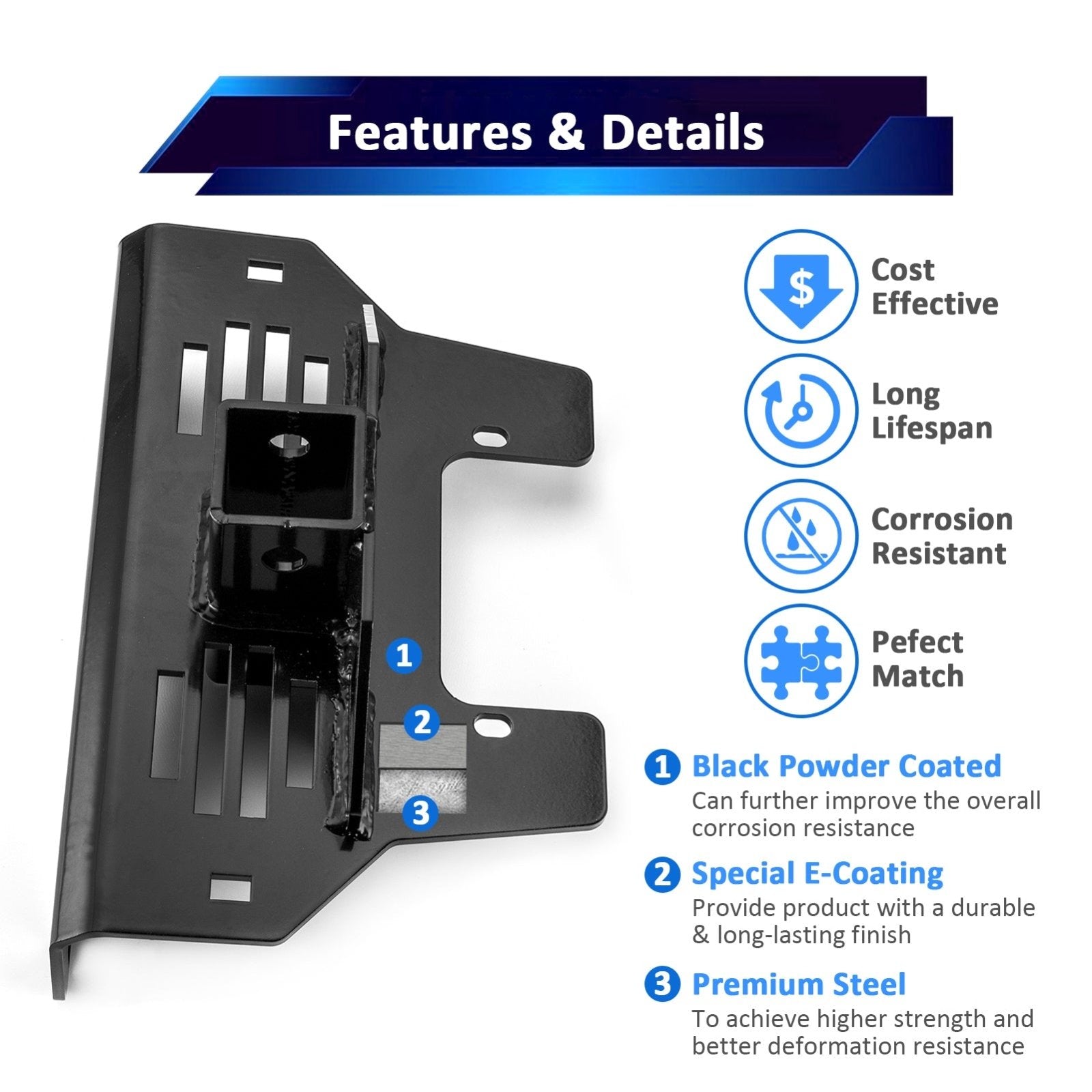 2016 - 2021 Honda Pioneer 1000/1000 - 5 Front Trailer Towing Hitch 2" Receiver & Shackle Hitch Receiver - Weisen