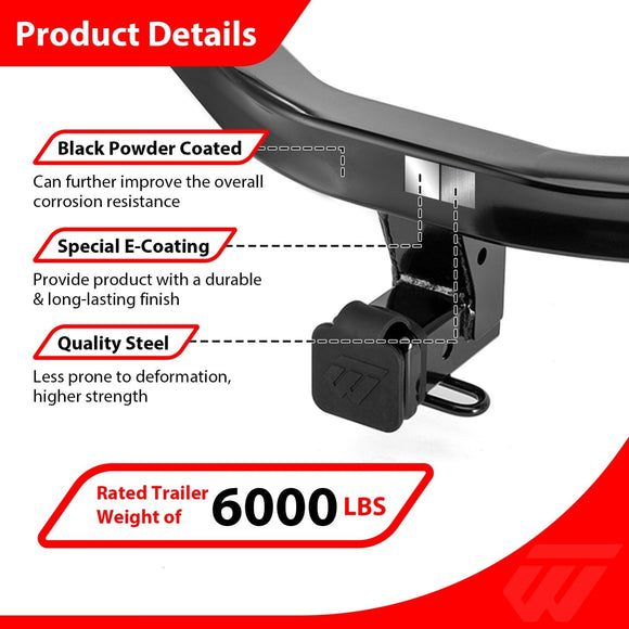 2016 - 2022 Honda Pilot & 2014 - 2020 Acura MDX Heavy - Duty Steel Class 3 Trailer Hitch 2" Receiver - WeiSen - 70108035