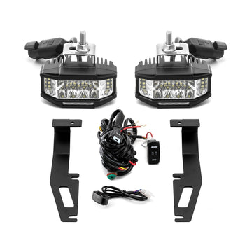 2016 - 2022 Honda Ridgeline/Passport/Pilot/Odyssey White&Amber Strobe 3.5 Inch LED Hood Hinge Ditch Light Pods w/ Wiring Harness Kit - WeiSen - 70104044+70201013