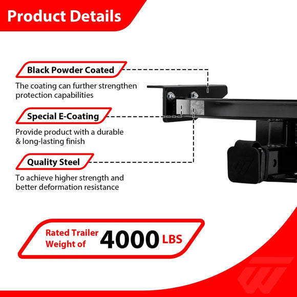 2016 - 2023 Mazda CX - 9 Heavy - Duty Steel Class 3 Trailer Hitch 2" Receiver - WeiSen - 70108033