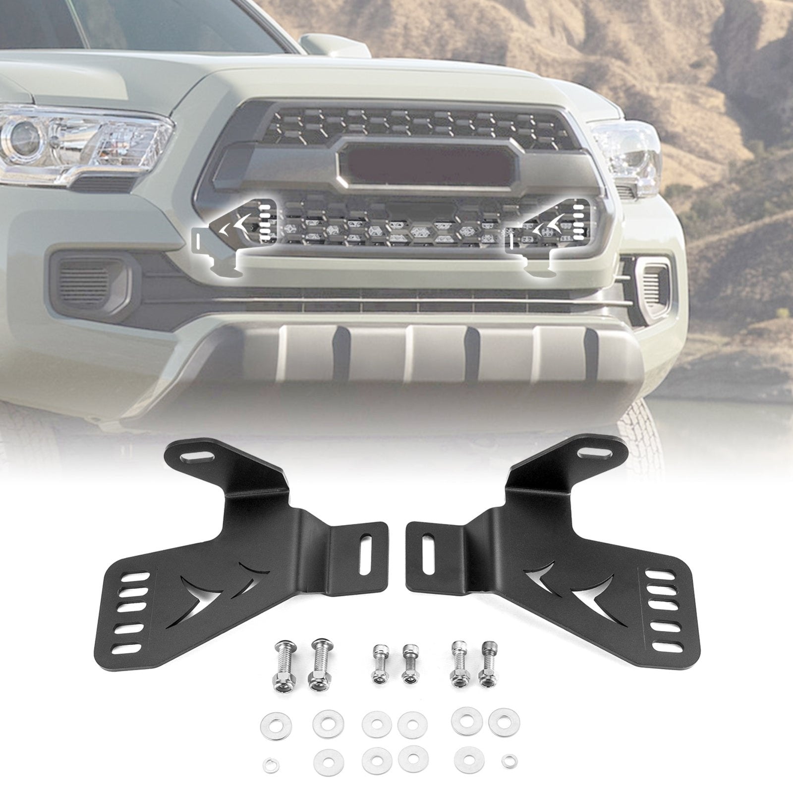 2016 - 2023 Toyota Tacoma No Drill Front Hidden Grill Light Bar Mounting Bracket for 32" Dual Row Light Bar - Weisen