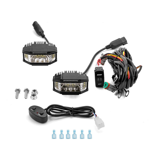 2016 - 2023 Toyota Tacoma White&Amber Strobe 3.5 Inch LED Light Pods w/ Wiring Harness Kit - WeiSen - 70104002+70201013