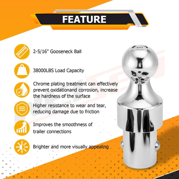 2016 - 2024 F - 250/350/450 Super Duty | Nissan Titan XD Puck Puck System Gooseneck Hitch 2 - 5/16 - In Gooseneck Ball Kit - WeiSen - 70304029