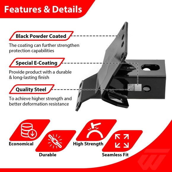 2016 - 2025 Yamaha YXZ Heavy Duty Steel Bolt - On 2" Receiver Hitch - WeiSen - 80107030