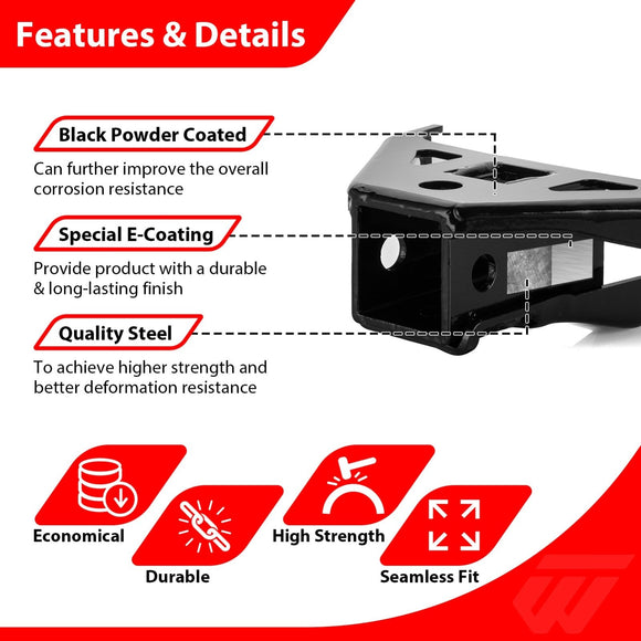 2016 - 2026 Yamaha GRIZZLY EPS & KODIAK 700/ 700 EPS Heavy - Duty Steel Rear 2" Receiver Trailer Hitch - WeiSen - 80107034