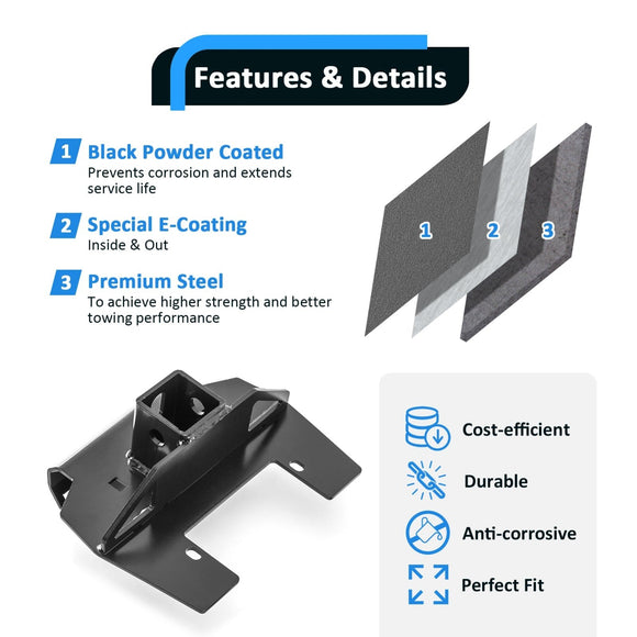 2017 - 2021 Honda Pioneer 1000 LE / 1000 - 5 LE 2inch Front Receiver Hitch & Shackle Hitch Receiver - WeiSen - 80107013+70304017