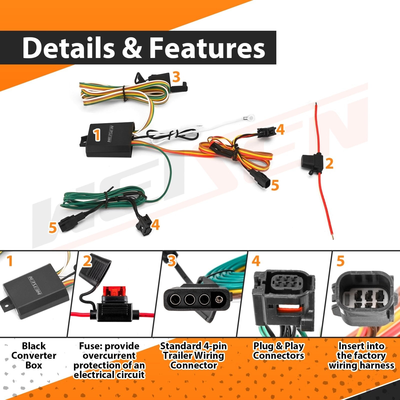 2017 - 2021 Mazda CX - 5 Vehicle - Side 4 - Pin Trailer Wiring Harness w/ Plug&Play Connector - Weisen