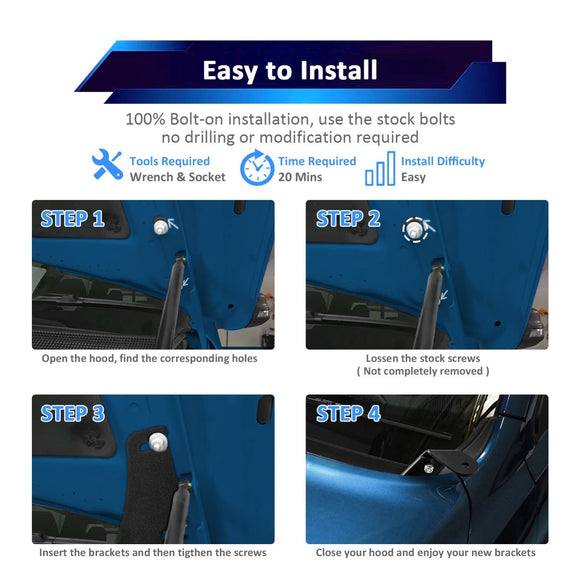 2017 - 2022 5th Gen Honda CR - V Hood Hinge 3" White & Amber Strobe LED Ditch Light Pod Kit - WeiSen - 70104049+70201007