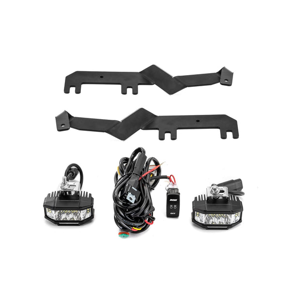 2017 - 2022 Ford F250 F350 F450 F550 Super Duty White&Amber Strobe 3.5 Inch LED Hood Hinge Ditch Light Pods w/ Wiring Harness Kit - WeiSen - 70104022+70201013