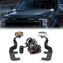 2017 - 2022 Ford F250 F350 F450 F550 Super Duty White&Amber Strobe 3.5 Inch LED Hood Hinge Ditch Light Pods w/ Wiring Harness Kit - WeiSen - 70104022+70201013