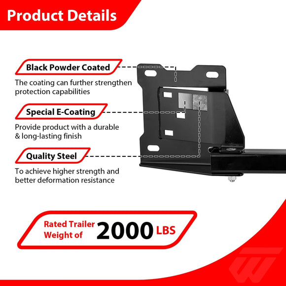 2017 - 2023 Tesla Model 3 Heavy Duty Steel Class 3 Trailer Hitch 2" Receiver - WeiSen - 70108023