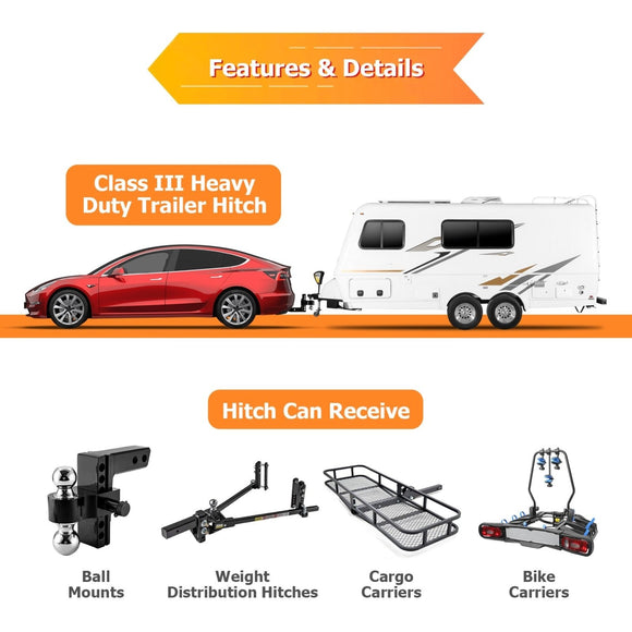 2017 - 2023 Tesla Model 3 No Drill Heavy - Duty Steel Class 3 Trailer Hitch 2" Receiver - WeiSen - 70108011