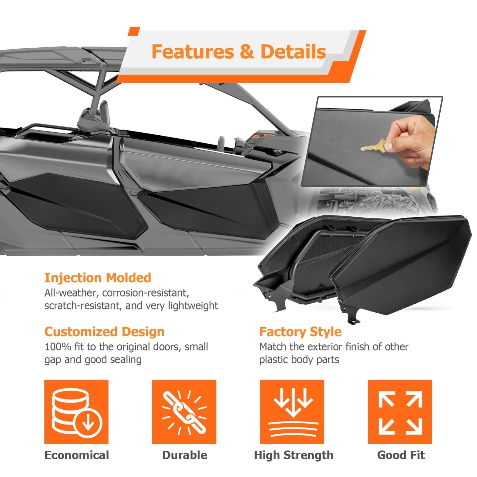 2017 - 2024 Can - Am Maverick X3 4 Doors Front & Rear Lower Half Door | Injection Molded & Steel Frame - Weisen