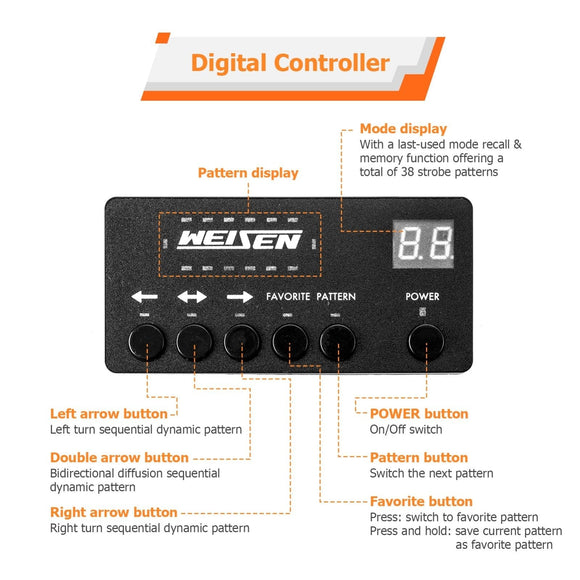 2017 - 2024 Ford F - 150/F - 250/F - 350/F - 450/F - 550 Roof Top Emergency Light Strobe Light Bar w/ Magnetic Mounting Bracket - WeiSen - 70105007