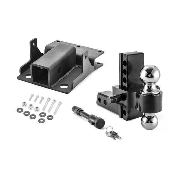 2017 - 2024 Kawasaki Mule SX & 2007 - 2016 Mule 610 600 Rear Adjustable Trailer Hitch Ball Mount Receiver Kit - WeiSen - 80107001+70304025