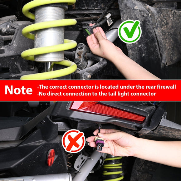 2017 - 2025 Can - Am Maverick X3 Maverick R Tail Light Auxiliary Power Plug Quick Wiring Harness - WeiSen - 80206004