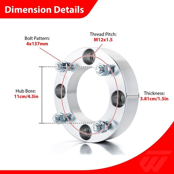 2017 - 2025 Can - Am Maverick X3 / Max 2pcs 6061 Aluminum 1.5" Wheel Spacer Adapter - WeiSen - 80403026