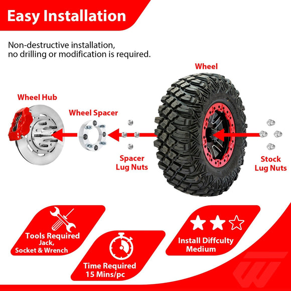 2017 - 2025 Can - Am Maverick X3 / Max 2pcs 6061 Aluminum 1.5" Wheel Spacer Adapter - WeiSen - 80403026