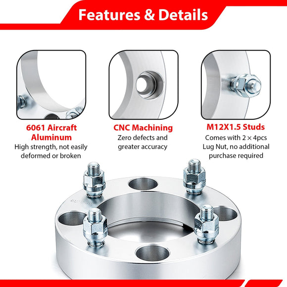 2017 - 2025 Can - Am Maverick X3 / Max 2pcs 6061 Aluminum 1.5" Wheel Spacer Adapter - WeiSen - 80403026