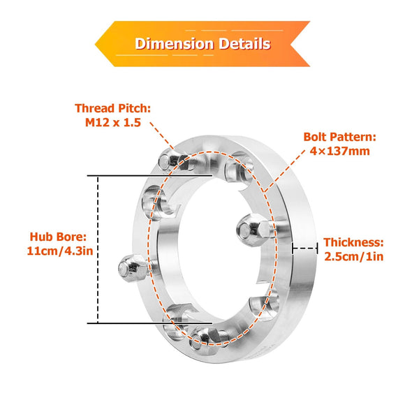 2017 - 2025 Can - Am Maverick X3/Max 2pcs Aluminum 1" Wheel Spacer Adapter - WeiSen - 80403025