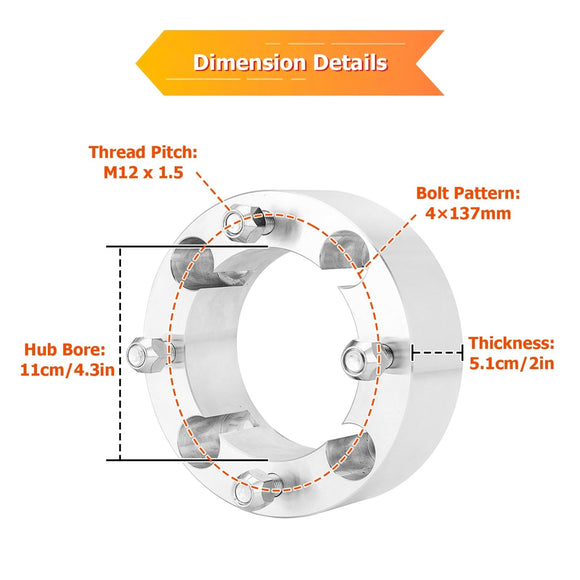 2017 - 2025 Can - Am Maverick X3/Max 2pcs Aluminum 2" Wheel Spacer Adapter - WeiSen - 80403027