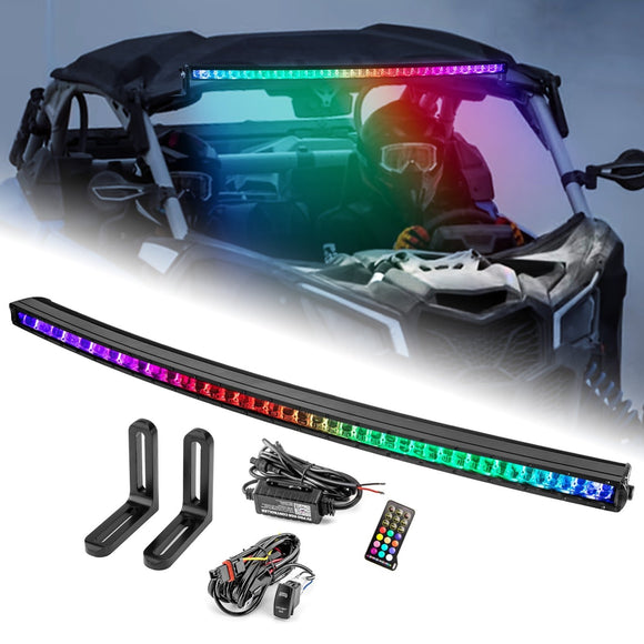 2017 - 2025 Can Am Maverick X3/X3 Max Roof 42" Curved RGBW Flood LED Light Bar - WeiSen - 80101012+70202022+80206026