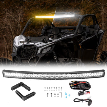 2017 - 2025 Can Am Maverick X3/X3 Max Spot Flood Amber White Strobe 42" Curved 240w LED Light Bar - WeiSen - 80101012+70202020