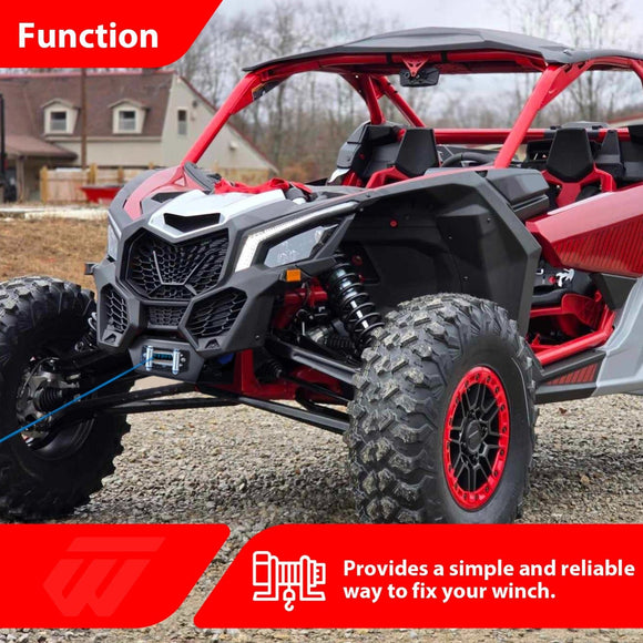 2017 - 2025 Can - Am Maverick X3/X3 Max Steel No Drill Front Winch Mounting Plate - WeiSen - 80106043