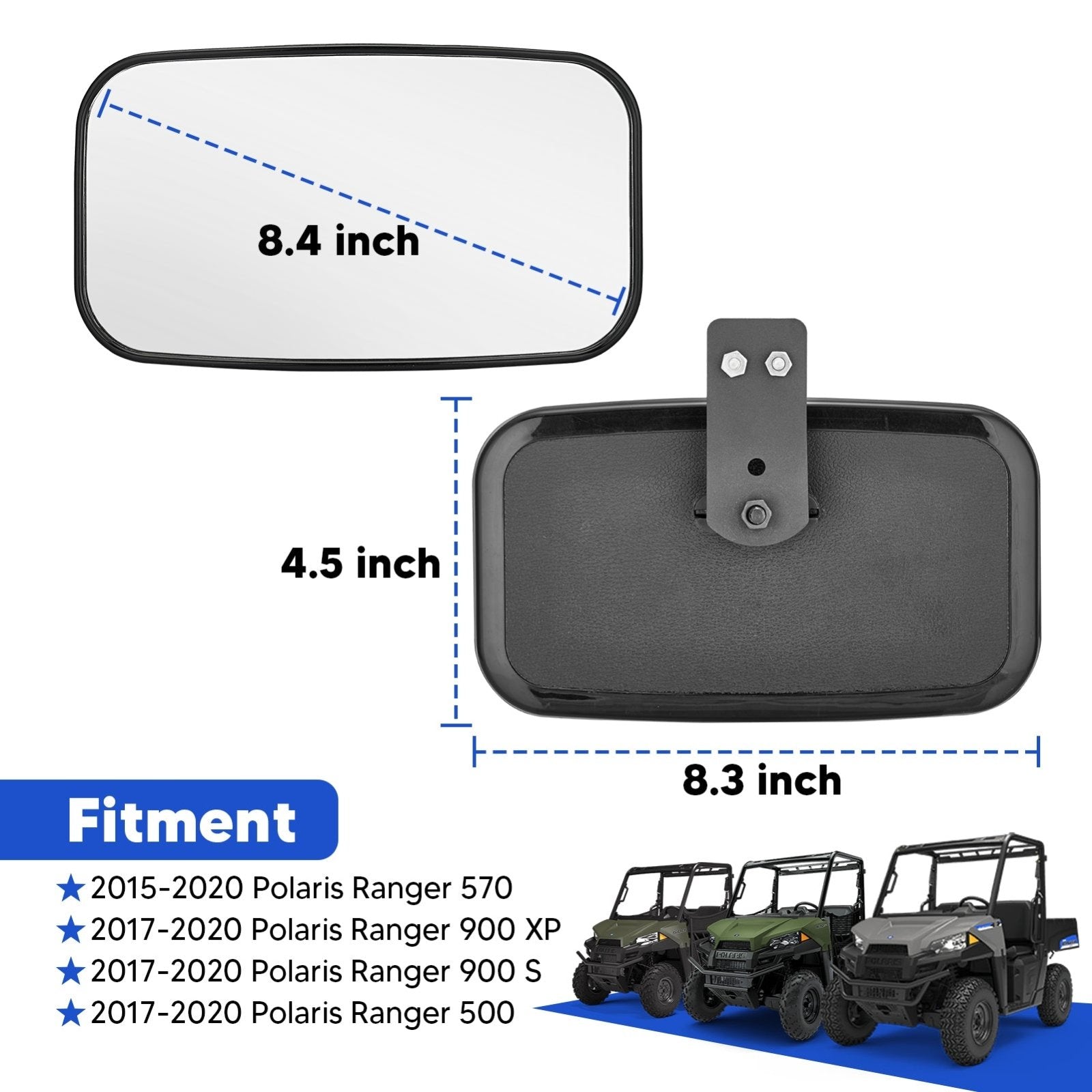 2017 - 2025 Polaris Ranger 500 XP1000 Pro - fit Cage Large Rearview Center Mirror - WeiSen - 80301016