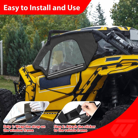 2017 - 2026 Can Am Maverick X3 (2 - Seater) Soft Window Enclosures Upper Door Set Kit - WeiSen - 80307024