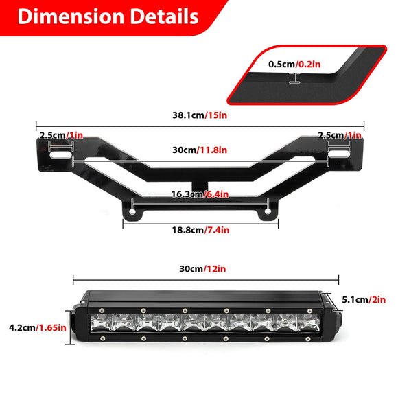 2017-2026 Can Am Maverick X3/X3 Max UTV Hood 12" Single-row Straight White Light Bar Kit - WeiSen - 8012000404
