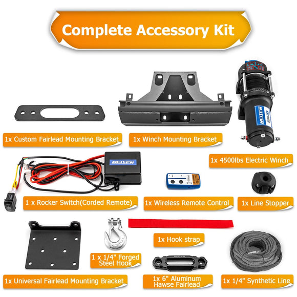 2017+ Can - Am Maverick X3 UTV ATV 4500lb 12V Electric Winch Mount Wire Hook Rope Kit - WeiSen - 80310033