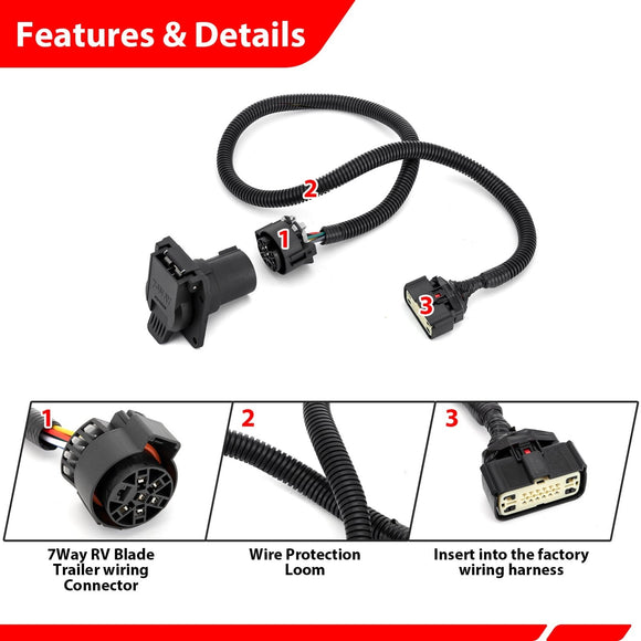 2018 - 2023 Chevrolet Traverse / Buick Enclave Vehicle - Side Custom RV Blade 7 - Pin Trailer Wiring Harness - WeiSen - 70206087