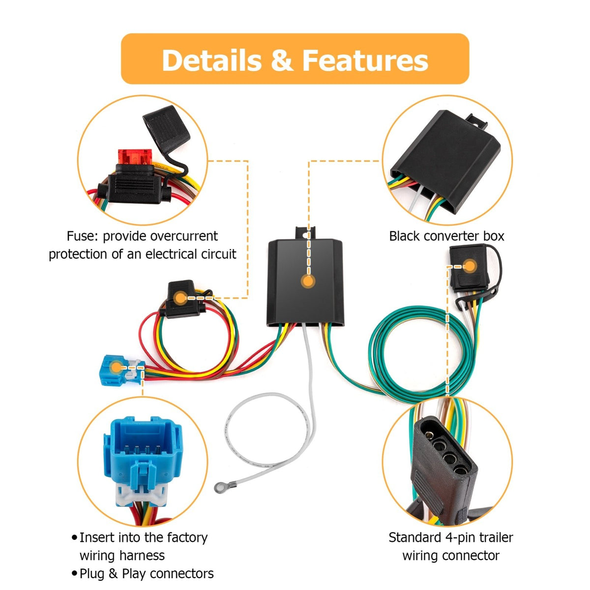 CARROFIX Vehicle Wiring Kit Harness with 4 Way Flat Trailer Connector for Honda Odyssey CARROFIX Vehicle Wiring Kit Harness with 4 Way Flat Trailer Connector for Honda Odyssey