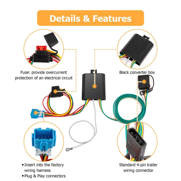2018 - 2025 5th Gen Honda Odyssey Plug&Play 4 - Pin Trailer Wiring Harness Kit - WeiSen - 70206035