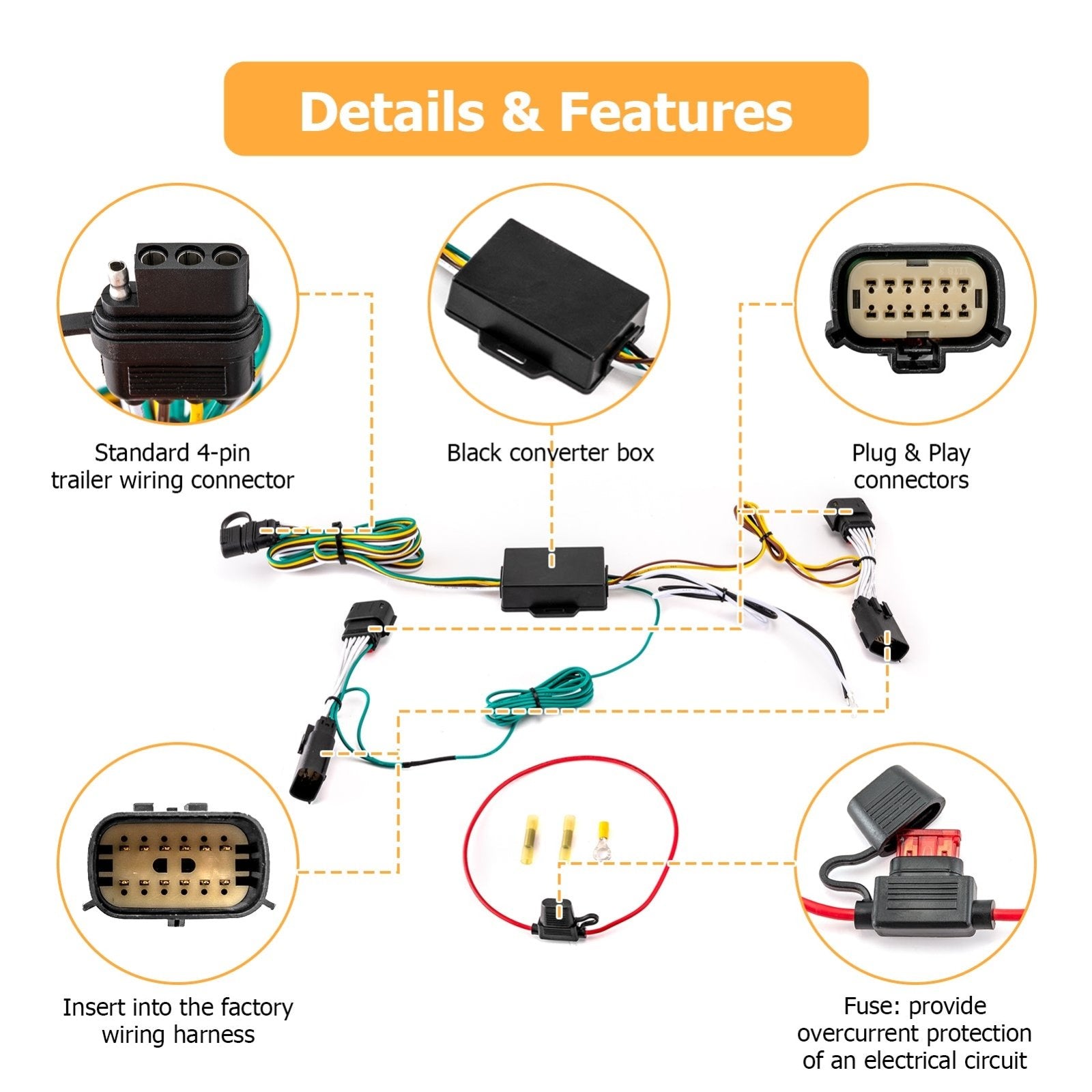 2018 - 2025 Jeep Wrangler JL/JLU Vehicle - Side 4 - Pin Trailer Wiring Harness w/ Plug & Play Connector - WeiSen - 70206018