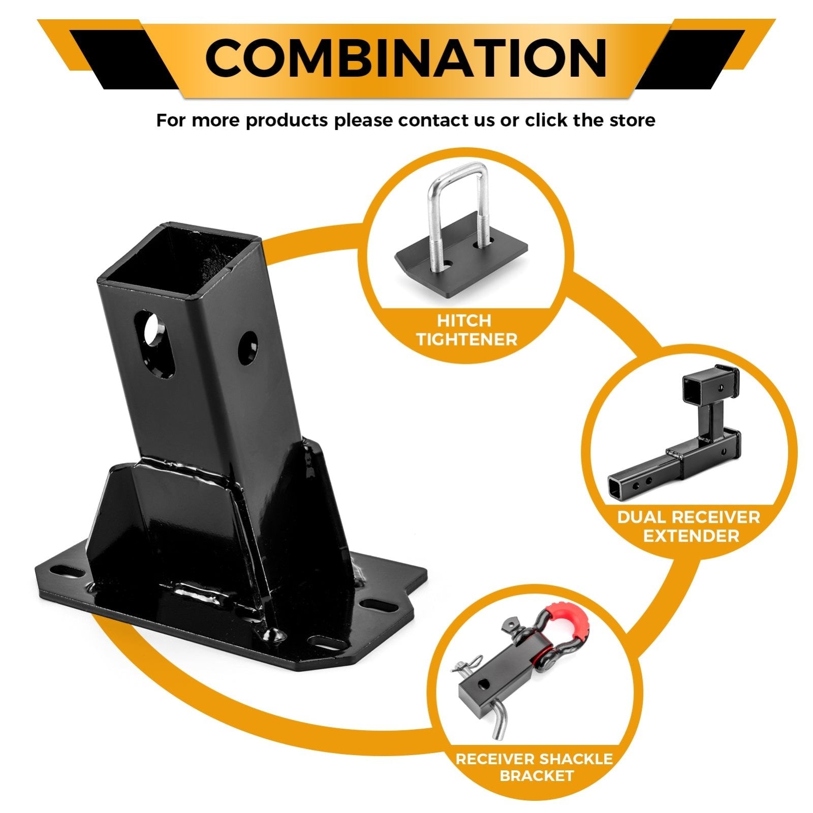 2018 - 2024 Polaris Ranger XP 1000 / Crew Front Adjustable Trailer Hitch Ball Mount Receiver Kit - Weisen