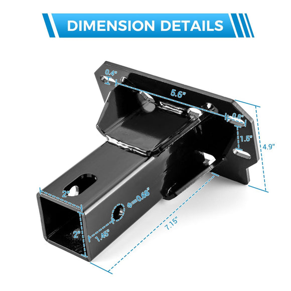 2018 - 2024 Polaris Ranger XP 1000 / Crew UTV Front Steel 2" Receiver Hitch & Shackle Hitch Receiver - WeiSen - 80107012+70304017