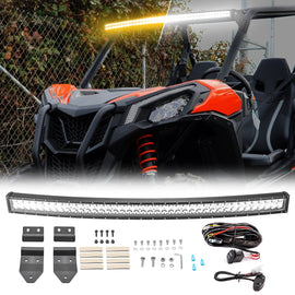 2018 - 2025 Can - am Maverick Trail/Sport Spot Flood Amber White Strobe 42" Curved 240w LED Light Bar - WeiSen - 80101018+70202020