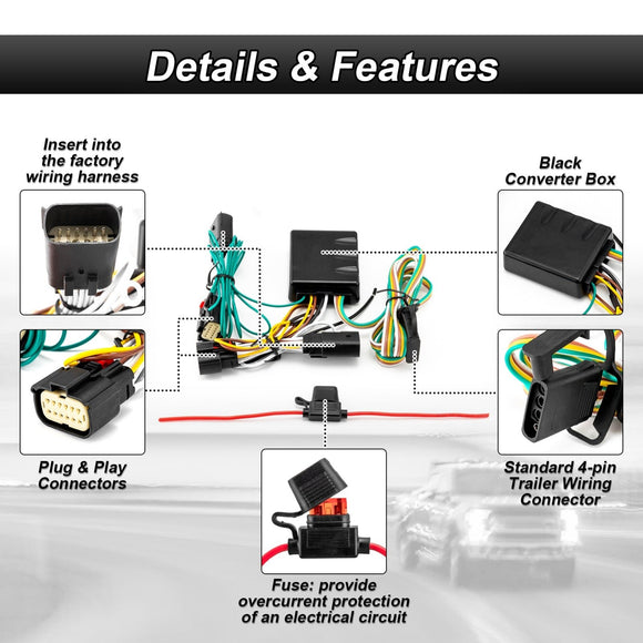 2018 - 2025 Jeep Wrangler JL/JLU Rear 2" Receiver Hitch with 4 - Pin Trailer Wiring Harness Kit - WeiSen - 70108001+70206001