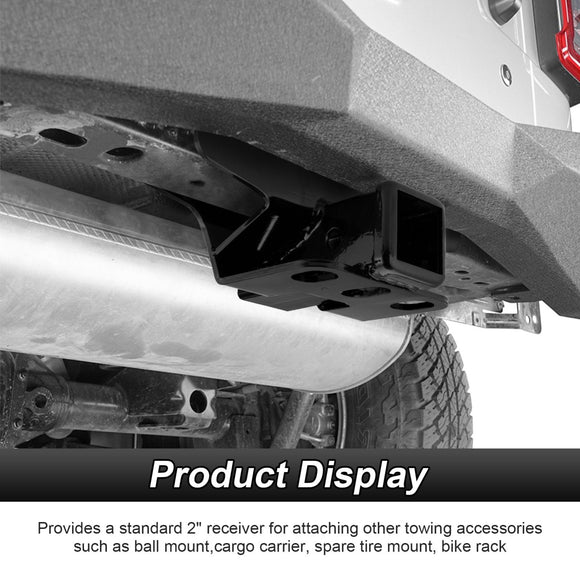 2018 - 2025 Jeep Wrangler JL/JLU Rear 2" Receiver Hitch with 4 - Pin Trailer Wiring Harness Kit - WeiSen - 70108001+70206001