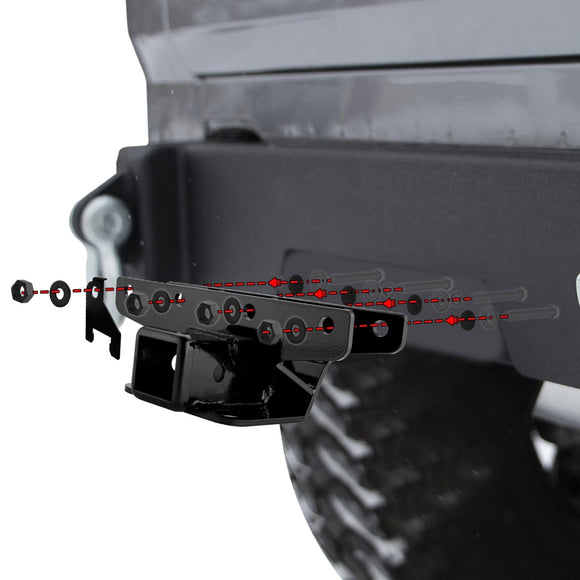 2018 - 2025 Jeep Wrangler JL/JLU Rear 2" Receiver Hitch with 4 - Pin Trailer Wiring Harness Kit - WeiSen - 70108001+70206001