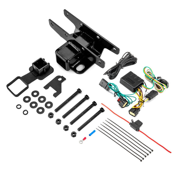 2018 - 2025 Jeep Wrangler JL/JLU Rear 2" Receiver Hitch with 4 - Pin Trailer Wiring Harness Kit - WeiSen - 70108001+70206001