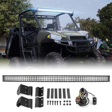 2018 - 2025 Polaris Ranger 570/900/1000 Fullsize Roof 52" Curved LED Light Bar Kit w/ Pulse BusBar - WeiSen - ZT088-A+LED013+80206007
