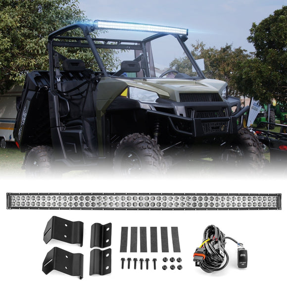 2018 - 2025 Polaris Ranger 570/900/1000 Fullsize Roof 52" Curved LED Light Bar Kit w/ Pulse BusBar - WeiSen - ZT088-A+LED013+80206007