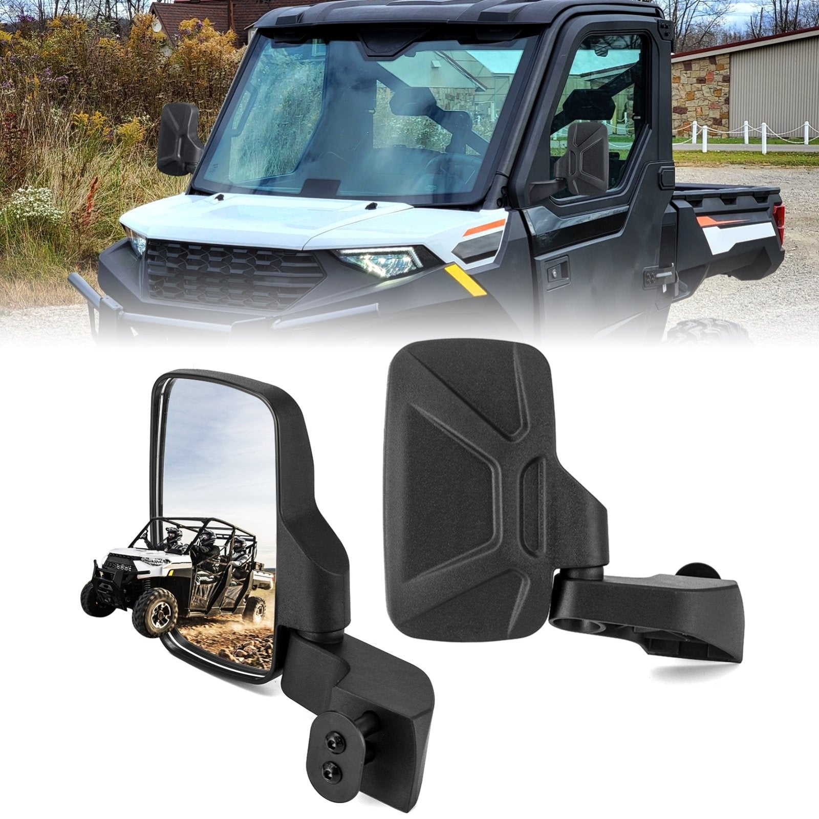 2018 - 2025 Polaris Ranger XP 1000 / Ranger Crew XP 1000 UTV Door Mounted Side View Mirrors - Weisen