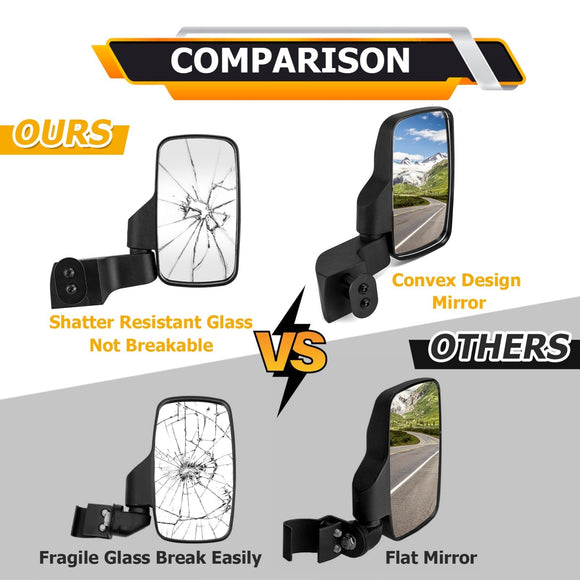 2018 - 2025 Polaris Ranger XP 1000 / Ranger Crew XP 1000 UTV Door Mounted Side View Mirrors - WeiSen - 80301047