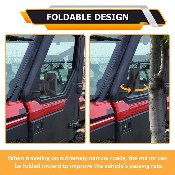 2018 - 2025 Polaris Ranger XP 1000 / Ranger Crew XP 1000 UTV Door Mounted Side View Mirrors - WeiSen - 80301047