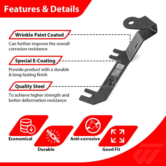 2019 - 2021 GMC Sierra 1500 Heavy - Duty Steel Hood Hinge LED Ditch Light Bracket | Bolt - On - WeiSen - 70104075
